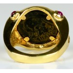 14kt Gold with Rubies Roman Coin Ring